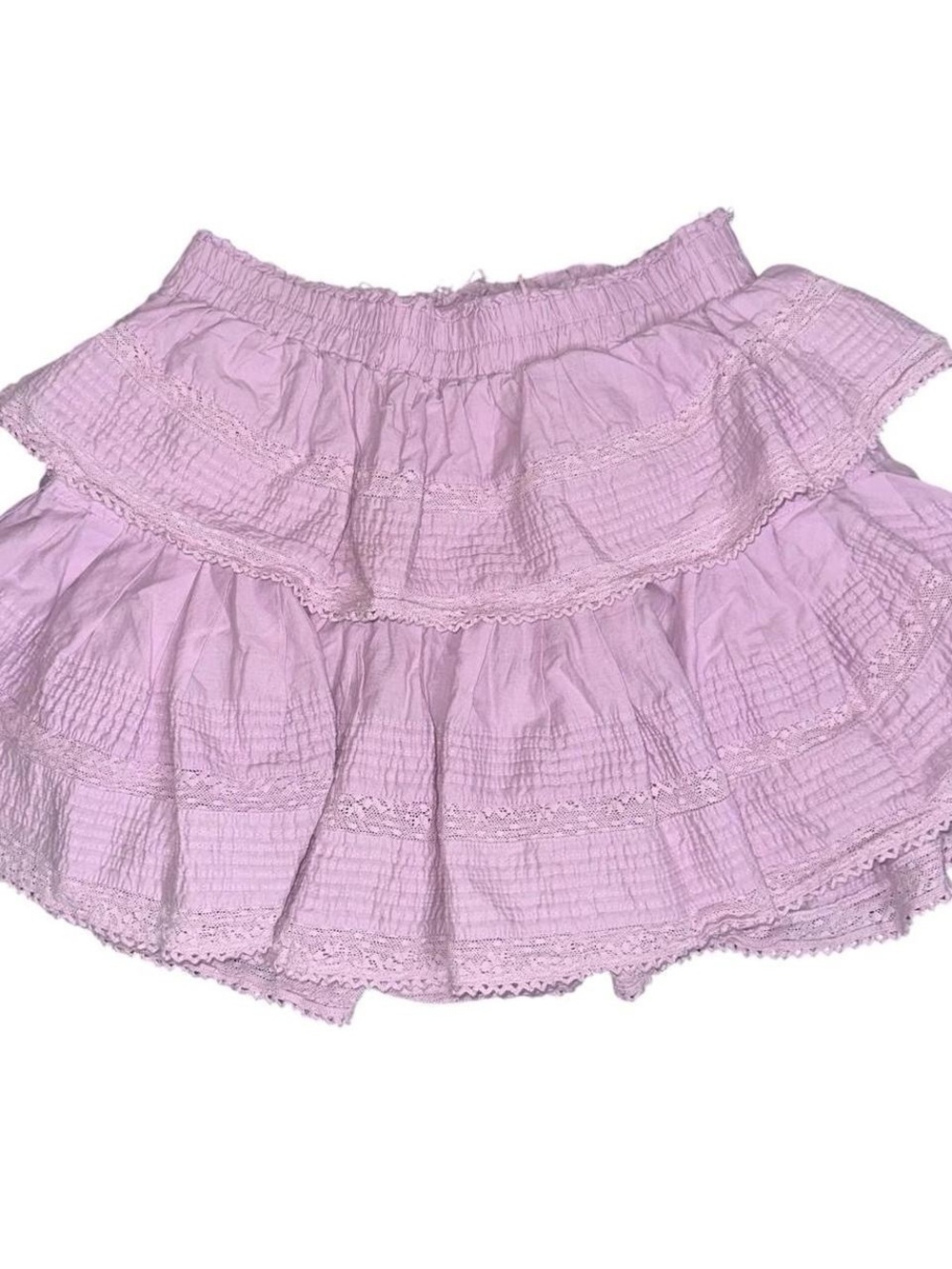 Light lilac lavender lace Tiered knitted Ruffle Women's Skirt cotton